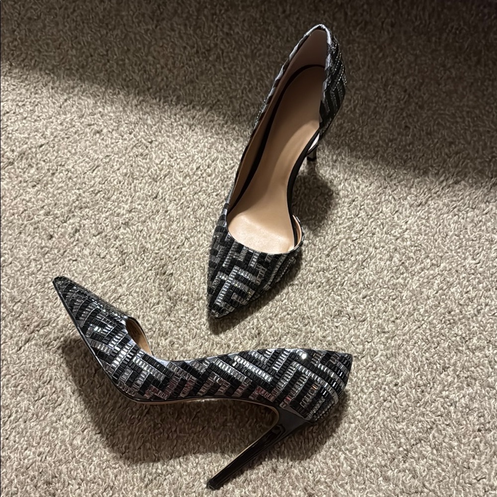 INC International Concepts Black and Silver Heels